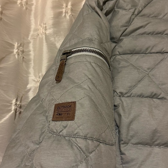 Outdoor Research Gray Placid Down Jacket Puffer Bomber Coat - Picture 4 of 15